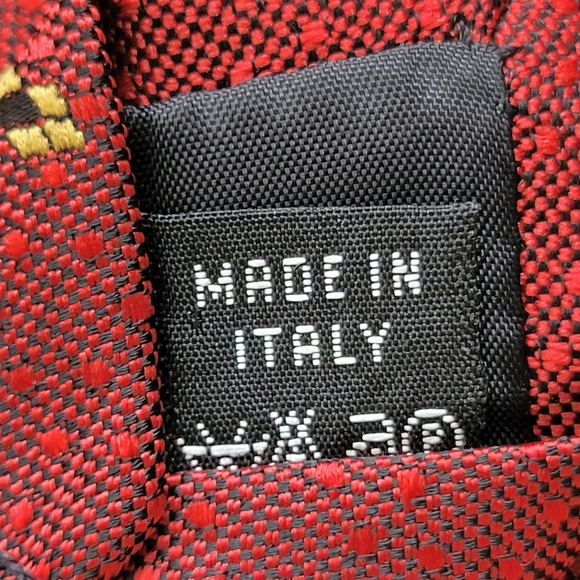 Made in Italy Jacquard Polyester Tie EUC Brick Red & Gold - Picture 6 of 9